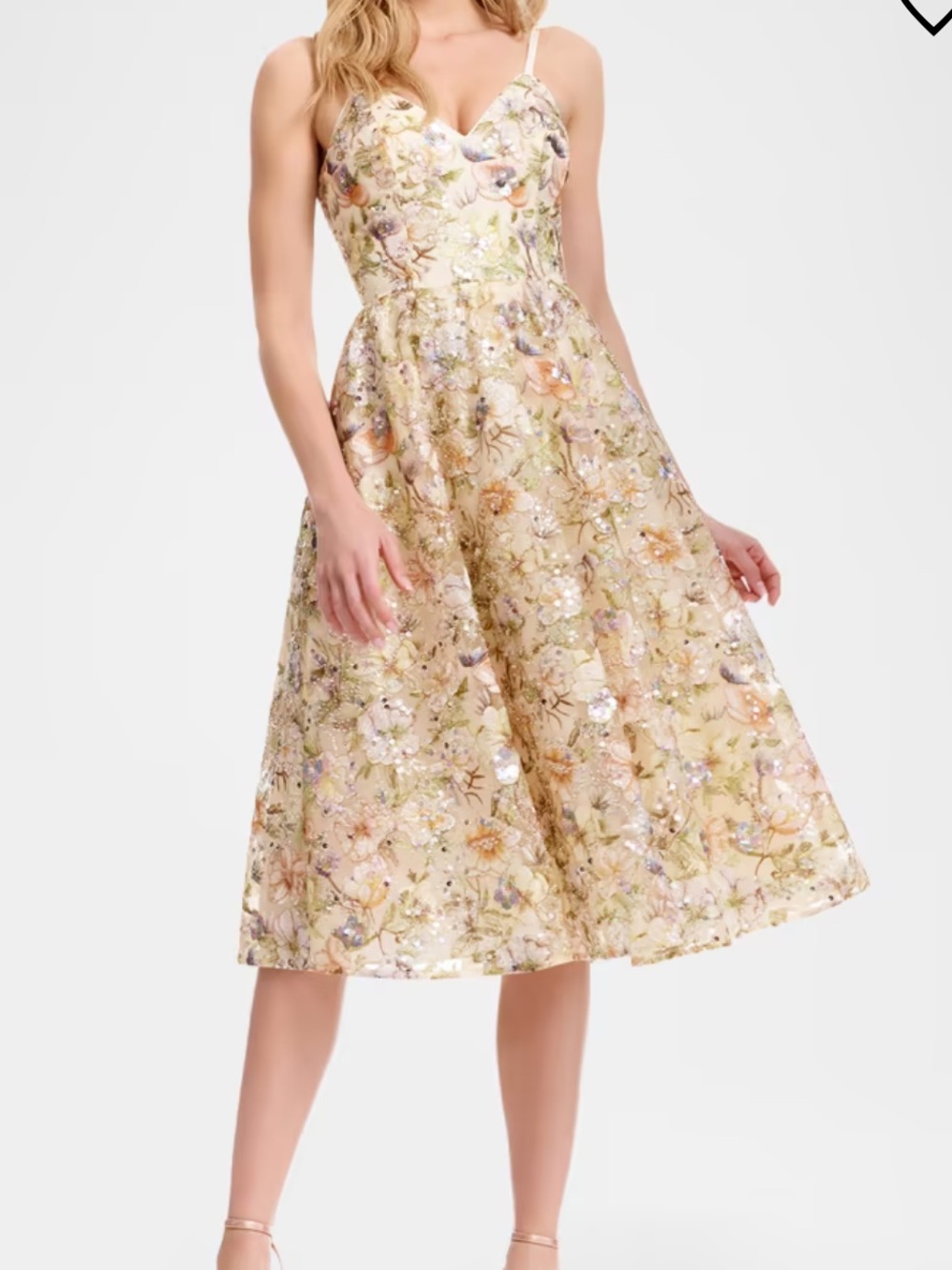 NWT Dress The Population Womens Maren Floral Sequined Midi Dress, Size XS